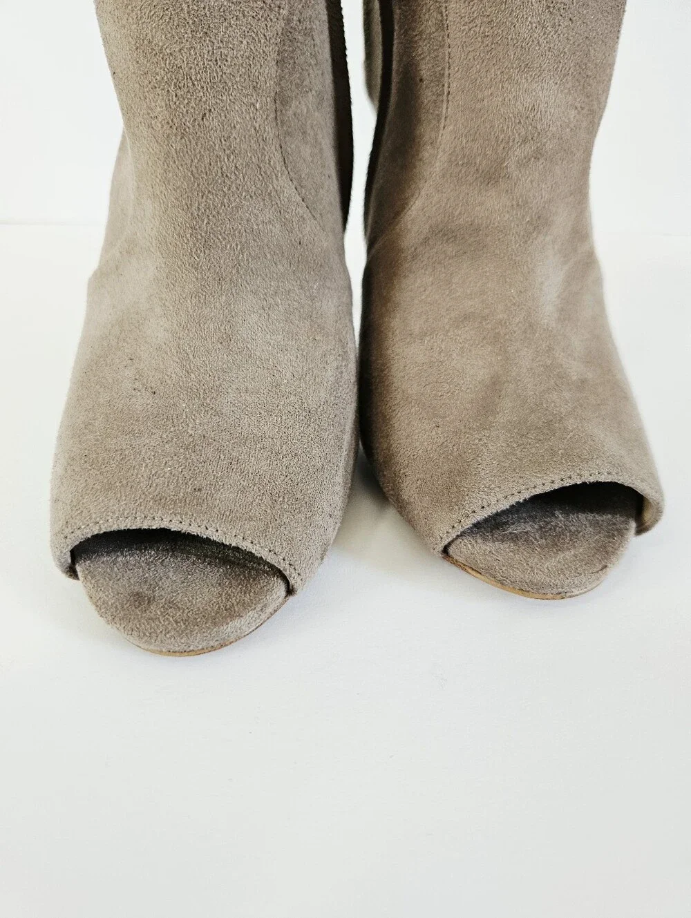 Michael Kors Selina Beige Microsuede Peep Toe Sling Back Heels Pumps Booties 8